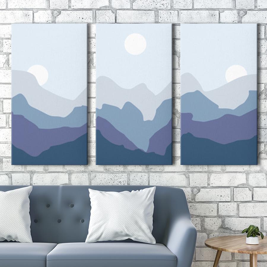 Модульная картина на холсте триптих Снежные горы и солнце 156x100 см (MK311608)