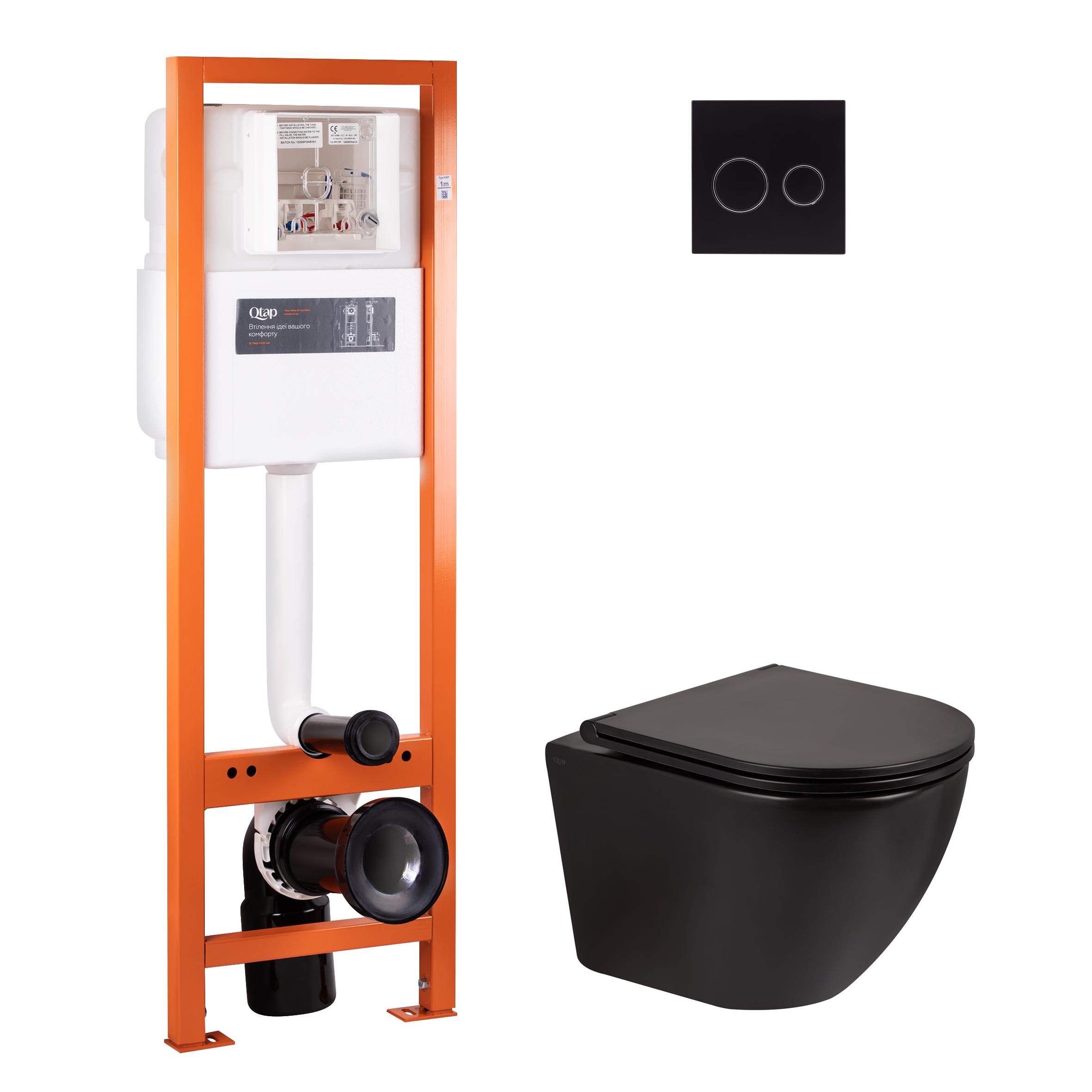 Комплект инсталляции Q-tap Nest QT1333046ERMB0233M370P01V1178MB кнопка с унитазом Черный (124656)