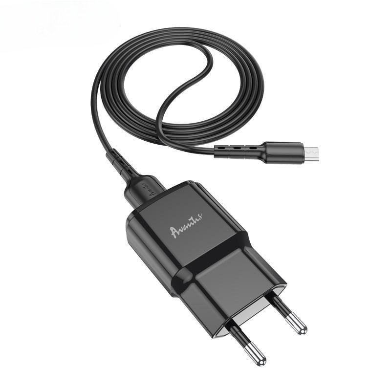 Мережевий зарядний пристрій Avantis A480 Orion 1USB/2,1A та USB кабель Micro Чорний (844463)