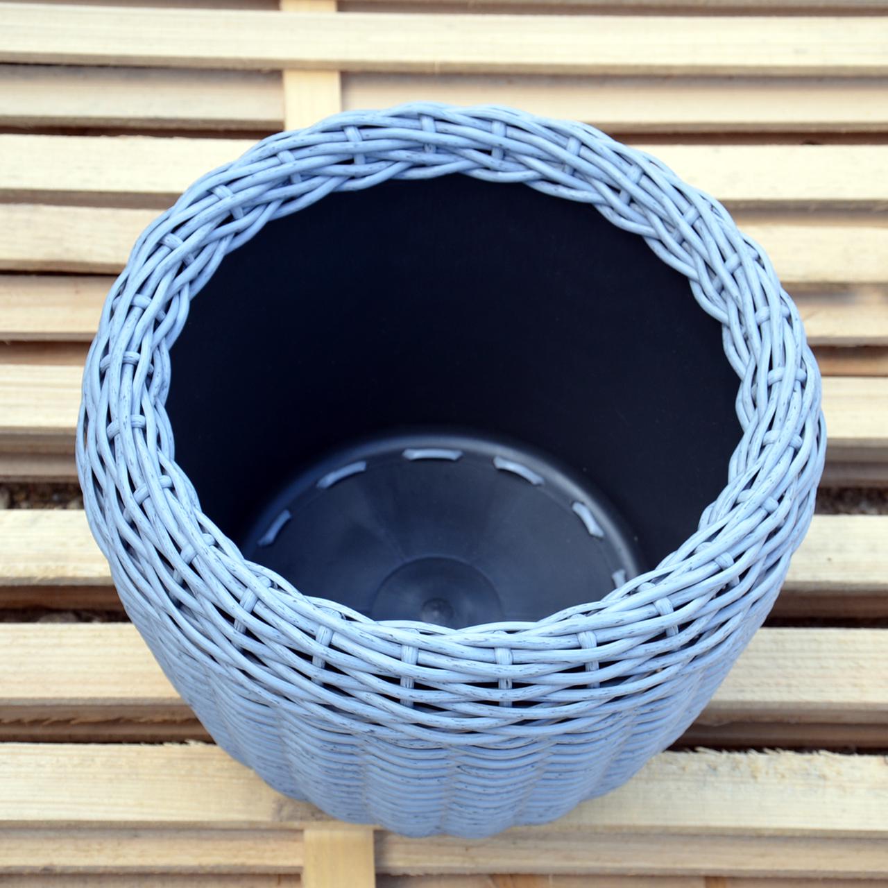 Кашпо для рослин з штучного ротангу 16 л Сірий (11717415) - фото 4 Кашпо для рослин з штучного ротангу 16 л Сірий (11717415) - фото 4