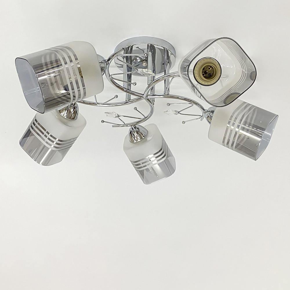 Люстра потолочная Lighthouse SRS-20306/5 плафоны белый/дымчатый Хром