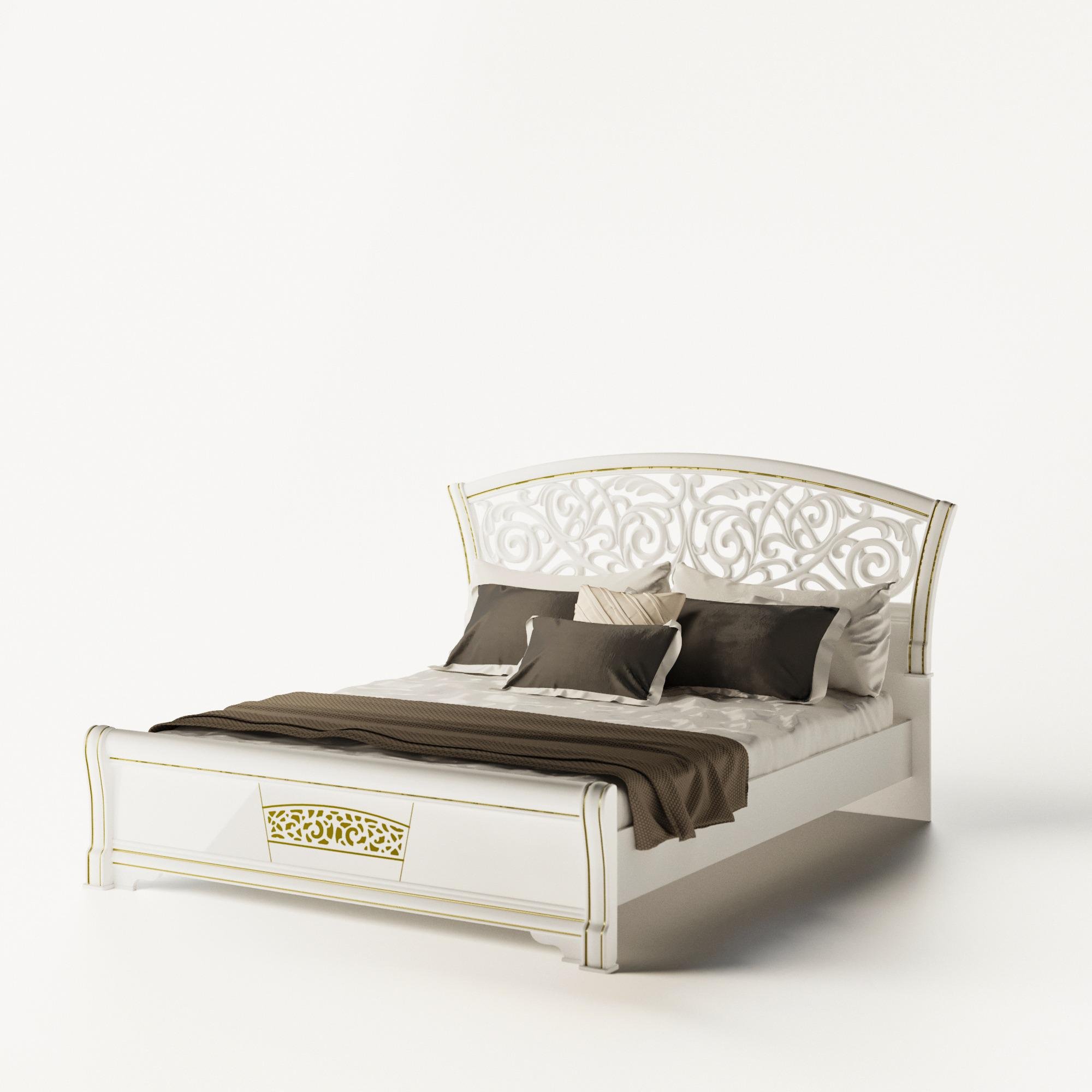 Кровать двуспальная Світ Меблів Полина Новая 160х200 см Белый (5533)