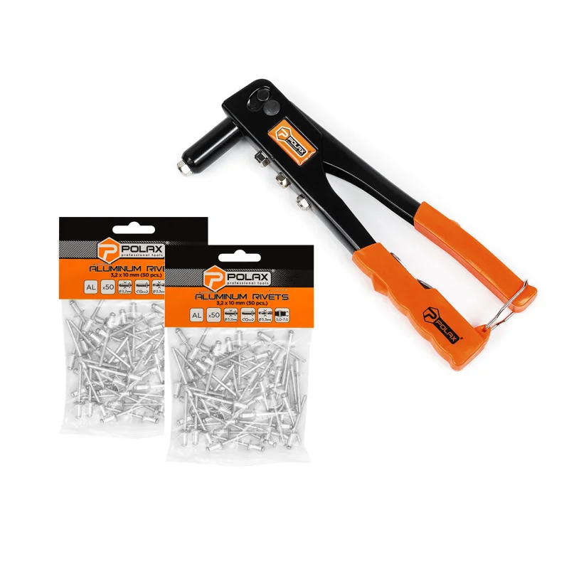 Набор Polax пистолет для заклепок "Стандарт" и заклепки 3,2x10 мм 2 уп. (337-05)