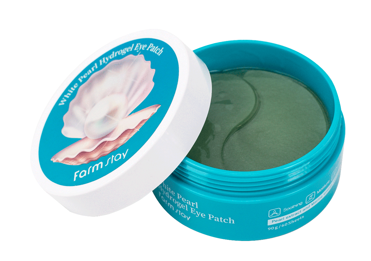 Патчи осветляющие гидрогелевые Farmstay White Pearl Hydrogel Eye Patch для глаз с жемчугом 60 шт. (8809389034185)