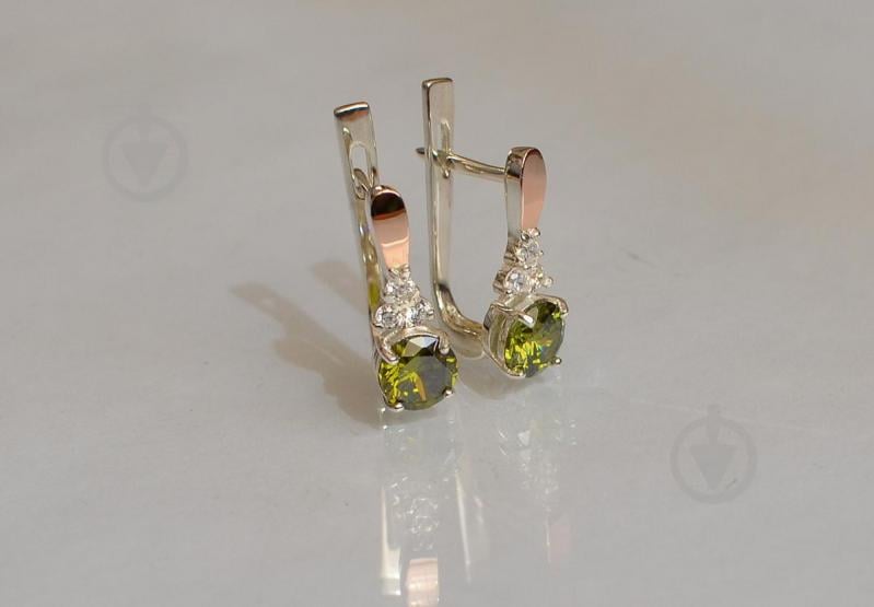 Серебряные серьги Sil с золотом 140s-8 Олива (Sil-696)