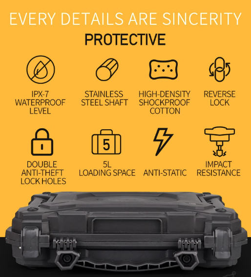 Кейс для оружия/електроники IPX-7 пластиковый противоударный 32 см (GB-51-BK) - фото 3 Кейс для оружия/електроники IPX-7 пластиковый противоударный 32 см (GB-51-BK) - фото 3