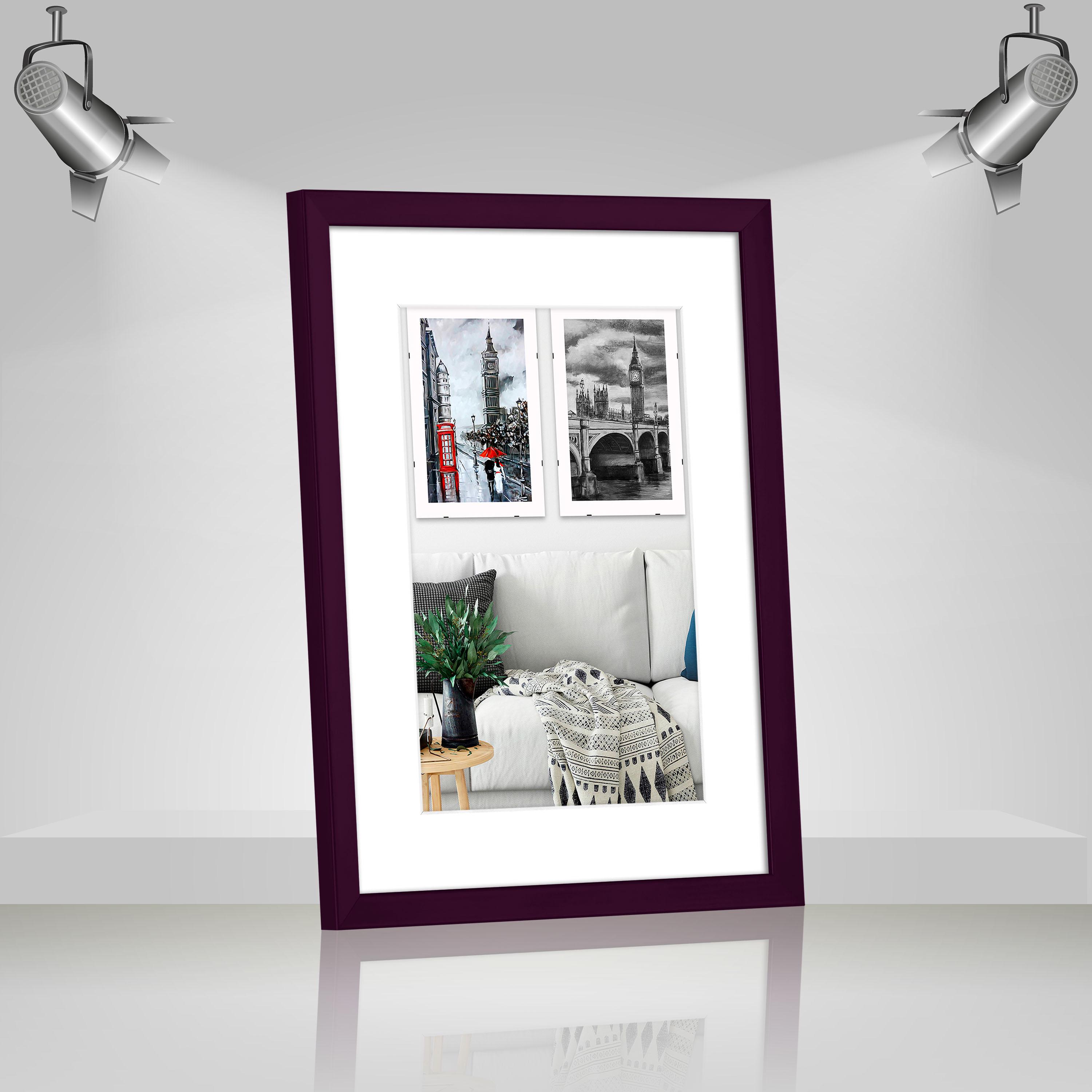 Фоторамка деревянная EmojiFrame 30х40 см под фото 20х30 см AH2220-02 пластиковое стекло 0,8 мм паспарту Фиолетовый - фото 2