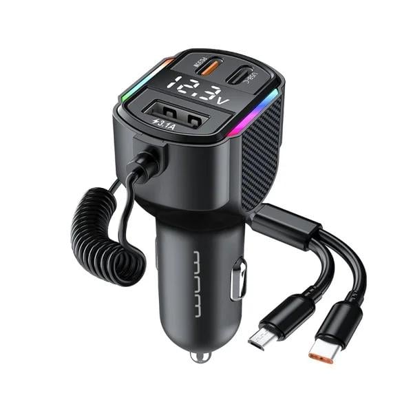 Автомобільний адаптер з FM-модулятором Wuw C220 Bluetooth 5.0 PD 25W 3xUSB та кабелі Type-C/Micro Black (6972573337408) Автомобільний адаптер з FM-модулятором Wuw C220 Bluetooth 5.0 PD 25W 3xUSB та кабелі Type-C/Micro Black (6972573337408)