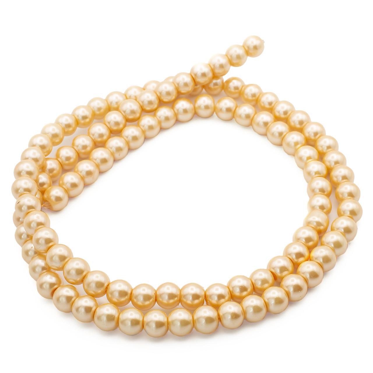 Бусины стеклянные на нитке под жемчуг 10 мм 80 см 90 шт. Персиковый (БЖ0010к38)