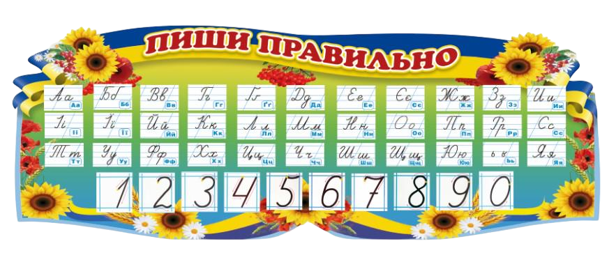 Стенд для навчальних закладів "Пиши Правильно" із ПВХ 1200х440 мм (SHR0031)