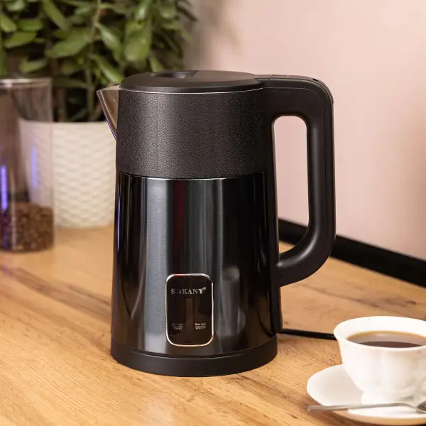 Електрочайник Sokany SK-09017GR 2.5 л 1500 Вт із нержавіючої сталі Чорний (149-107-SK-09017GR) - фото 2