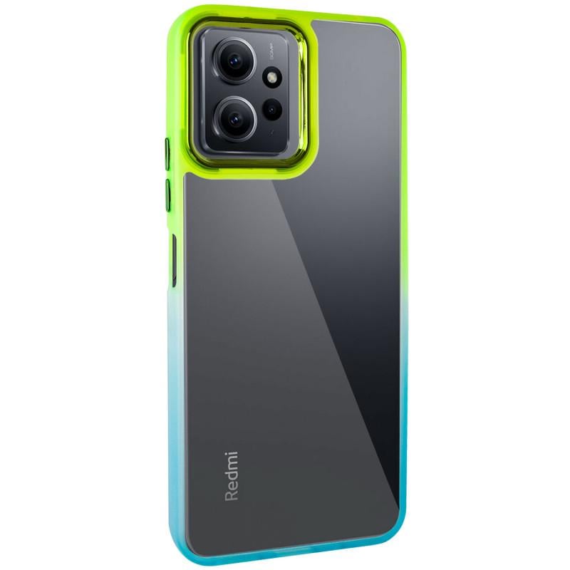 Противоударный Чехол TPU+PC Fresh sip series для Xiaomi Redmi 12 Бирюзовый/Лимонный