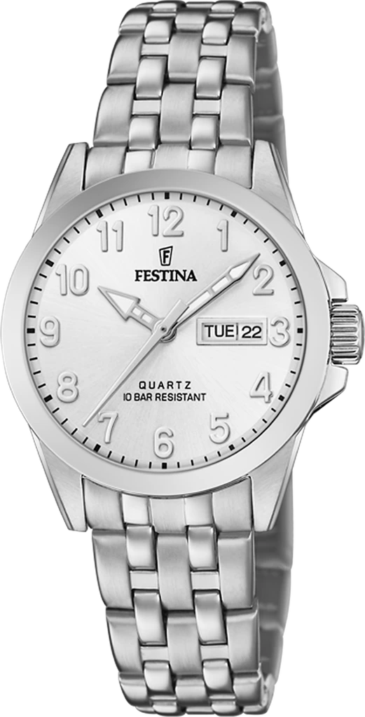 Наручные часы женские Festina F20455/1 Classics со стальным корпусом WR 100 м и серебристым циферблатом Наручные часы женские Festina F20455/1 Classics со стальным корпусом WR 100 м и серебристым циферблатом