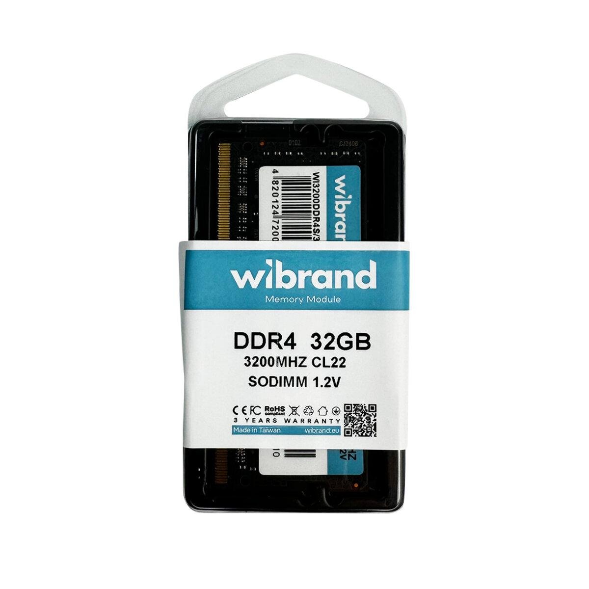 Память для ноутбука оперативная DDR4 Wibrand 32 Gb 3200 МГц CL22 SODIMM (606270) - фото 3