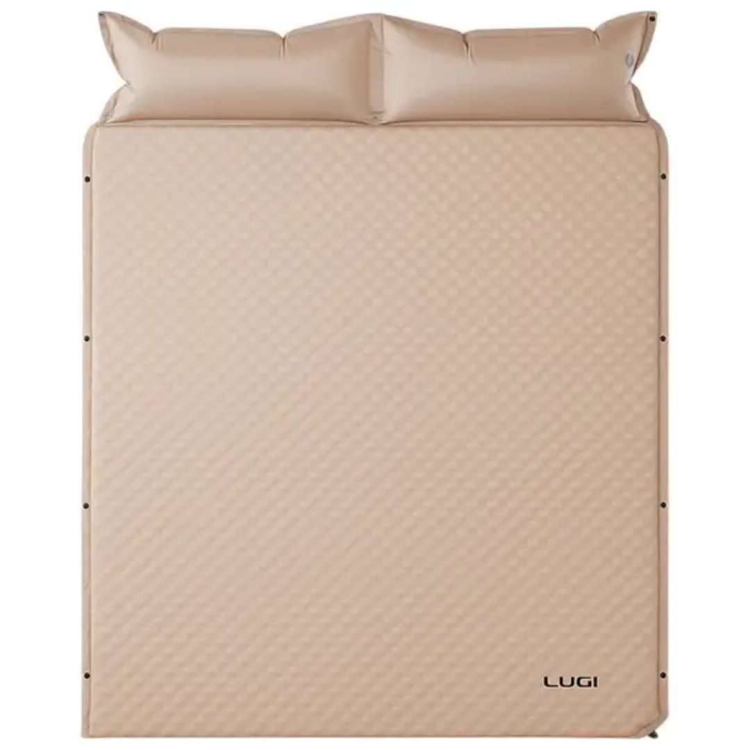 Надувной матрас автоматический с подушкой 190х130х3 см Бежевый