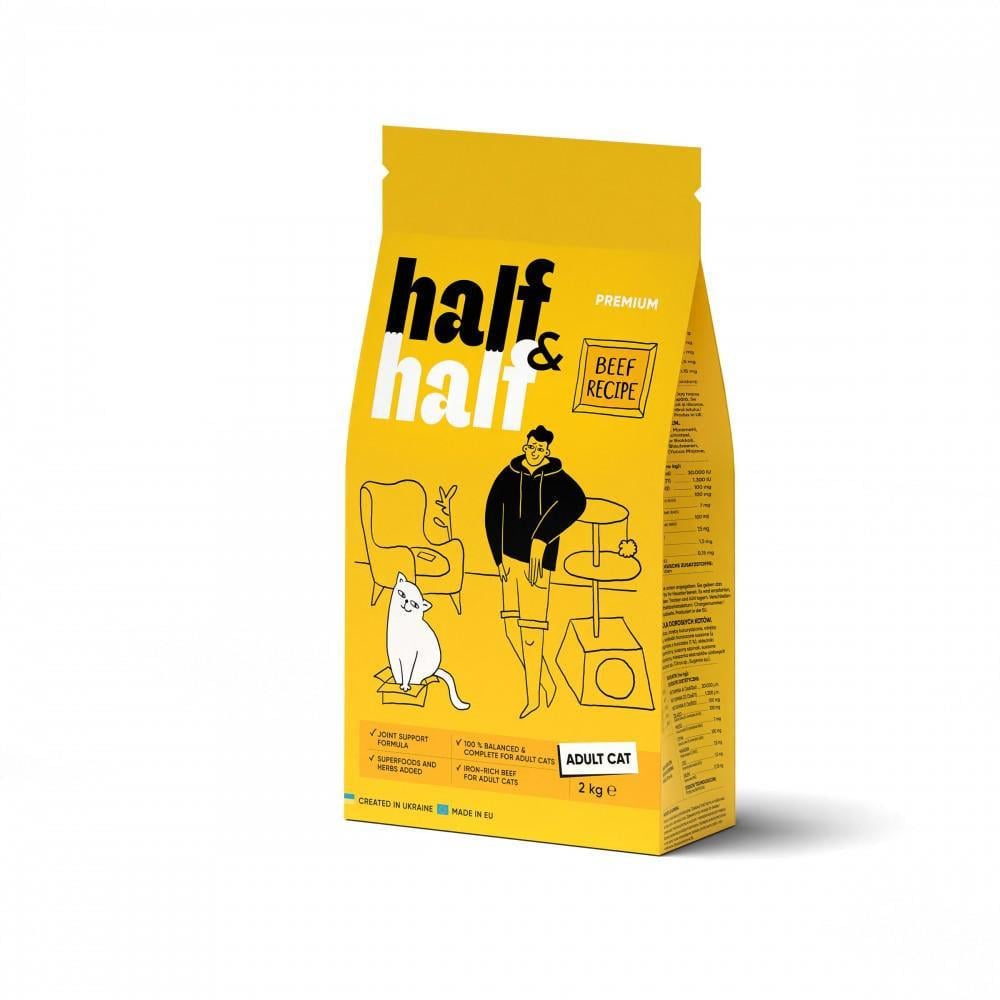 Корм сухой для взрослых котов Half&Half с говядиной 2 кг (31365243) Корм сухой для взрослых котов Half&Half с говядиной 2 кг (31365243)