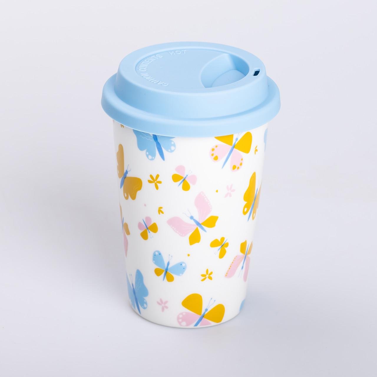 Стакан керамический с силиконовой крышкой и отверстием для трубочки без ручки 420 мл - фото 2 Стакан керамический с силиконовой крышкой и отверстием для трубочки без ручки 420 мл - фото 2