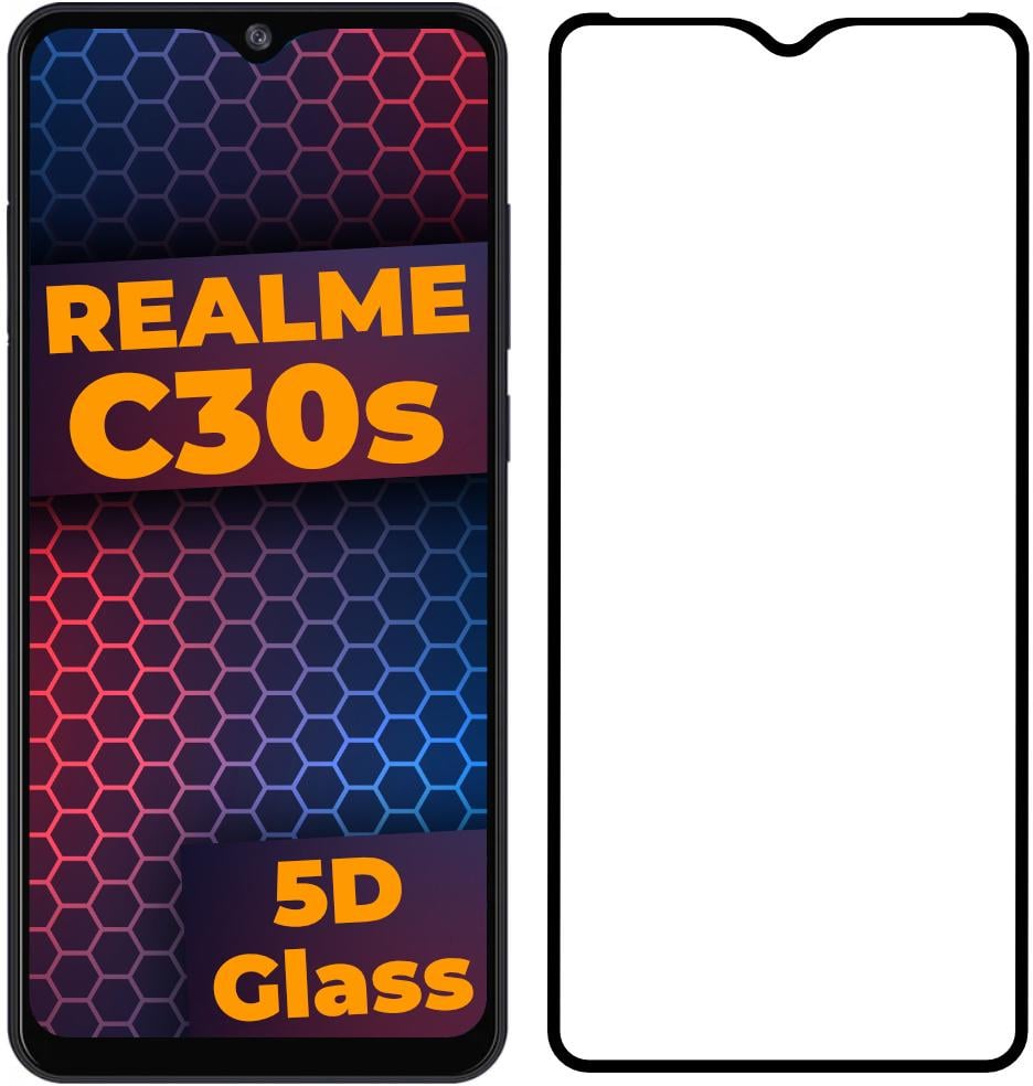 Стекло 5D Realme C30s защитное Full Glue Black (30285)