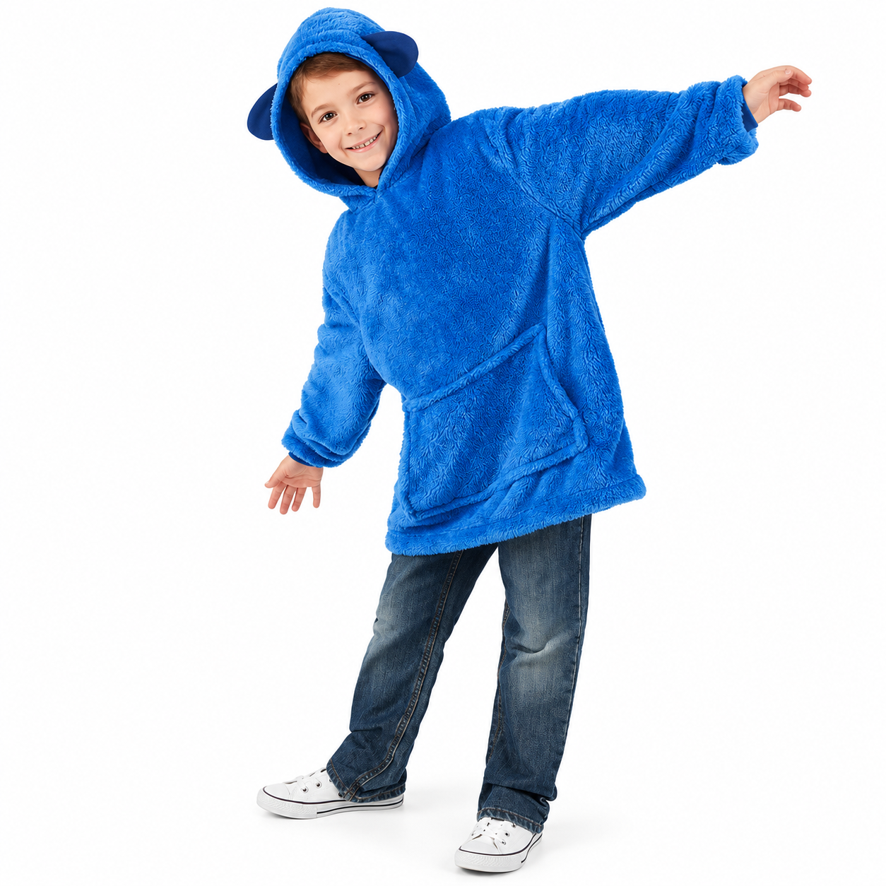 Плед-худи детские Huggle Pets Hoodie 2в1 с капюшоном и игрушка-подушка до 140 см Синий (MX-00007383S)