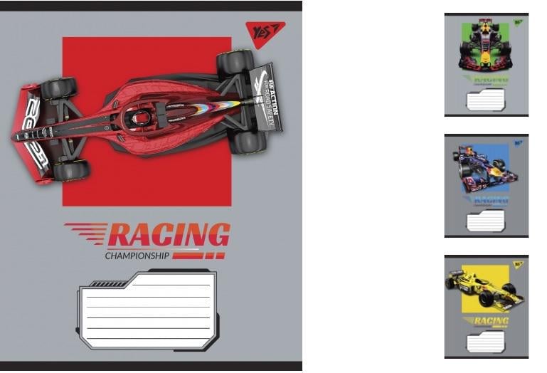 Зошити учнівські у клітинку YES Racing championship 36 арк. 15 шт. в уп. (MTT-148369)