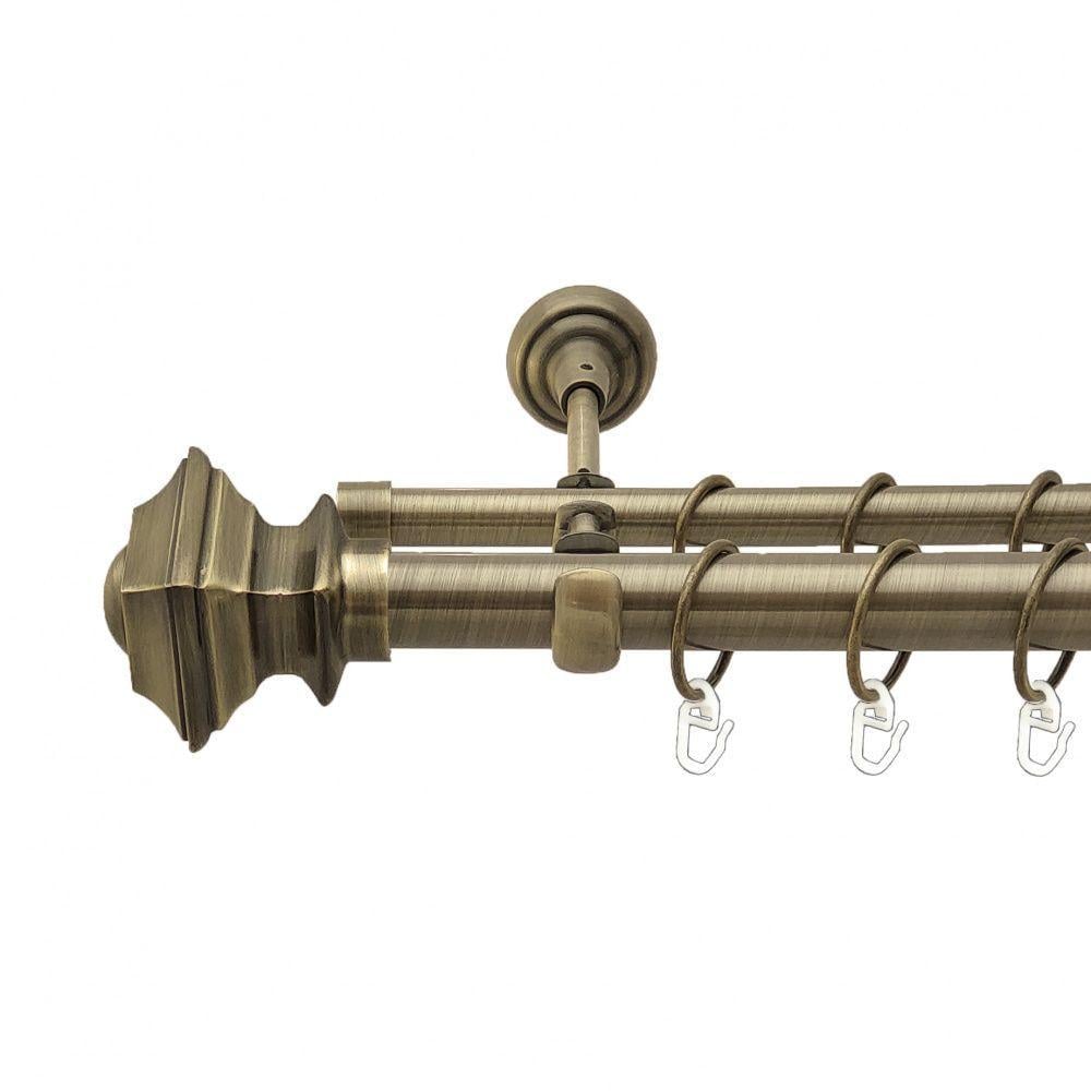 Карниз Orvit Борджеза двухрядный гладкий 25/16 мм 200 см Антик (4290705)