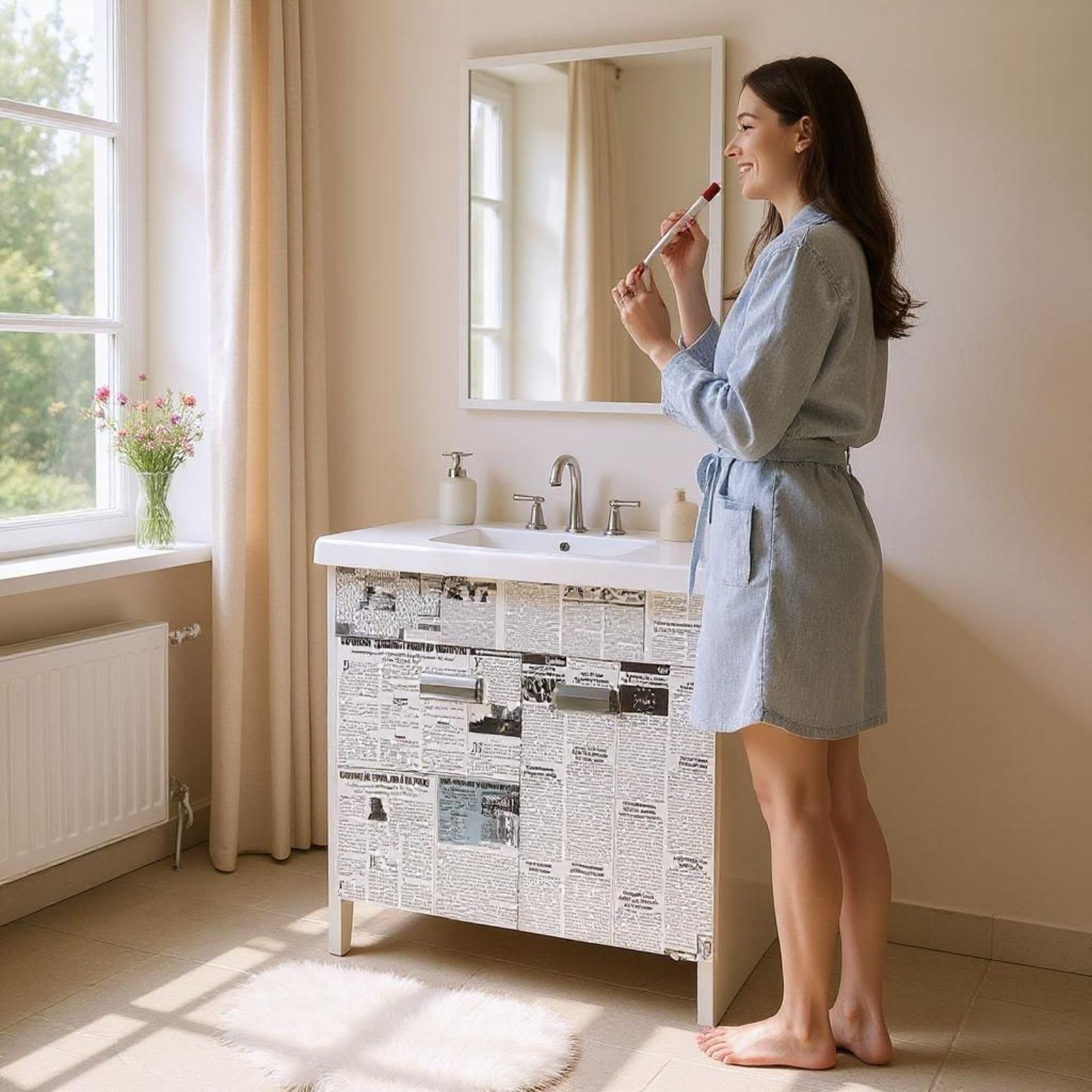 Тумба для ванной комнаты пластиковая The MIX Газетный Шик с умывальником 80 см (2419) - фото 2 Тумба для ванной комнаты пластиковая The MIX Газетный Шик с умывальником 80 см (2419) - фото 2