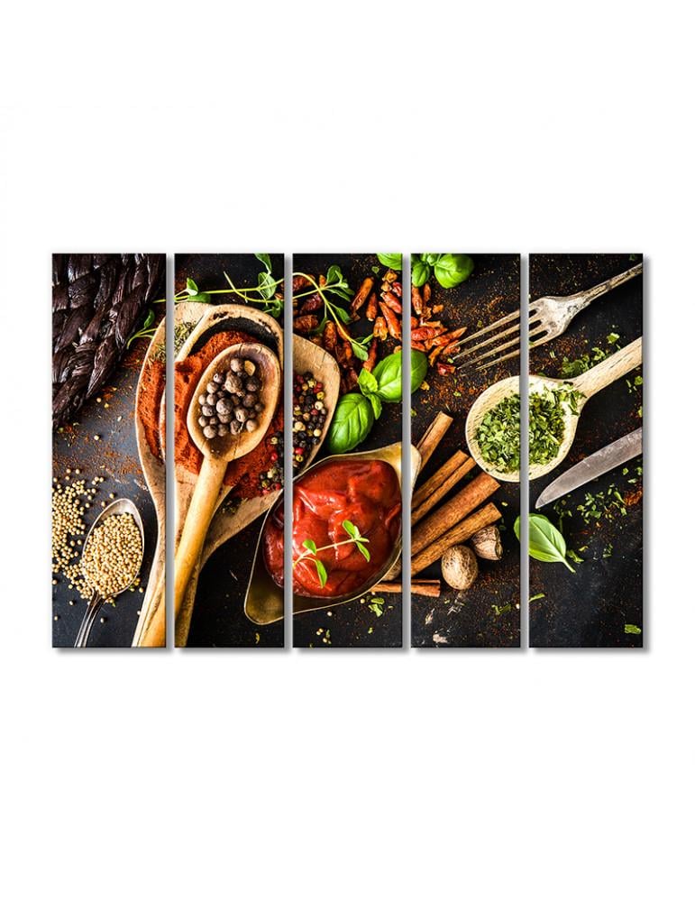 Картина модульная Специи- все что нужно для вкусного мяса 5 модулей 80x120 см Картина модульная Специи- все что нужно для вкусного мяса 5 модулей 80x120 см