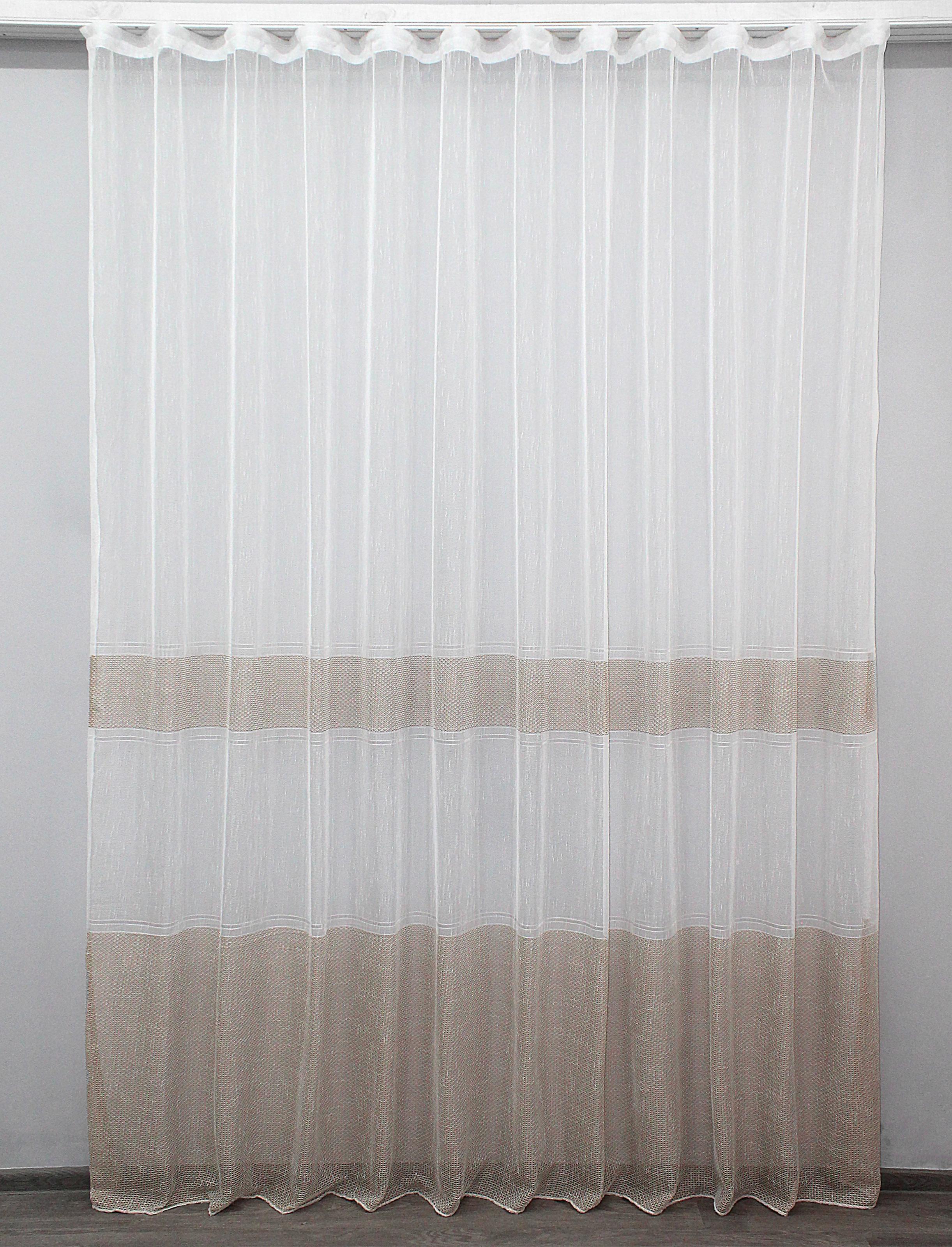 Тюль VR-Textil 1200т лен полоски 300х270 см Молочный/Кофейный (40-973) Тюль VR-Textil 1200т лен полоски 300х270 см Молочный/Кофейный (40-973)