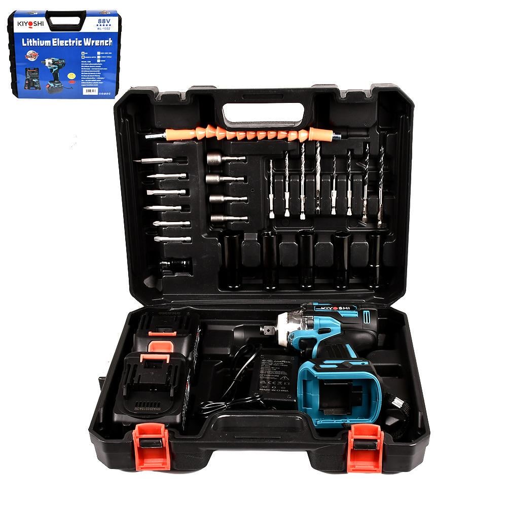 Шуруповерт-гайковерт аккумуляторный с насадками WL-1302 28 пр. 88V 2 батареи