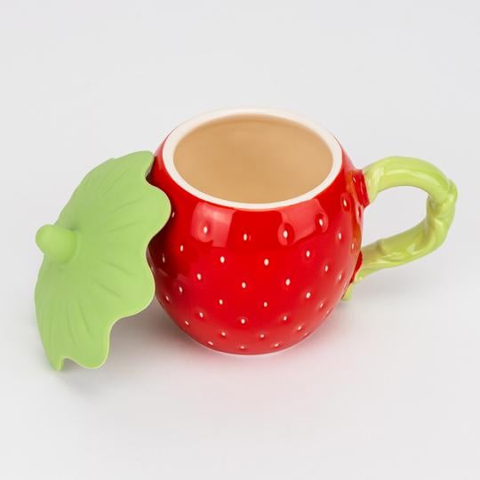Чашка с крышкой керамическая Клубничка 450 мл Красный (930421)
