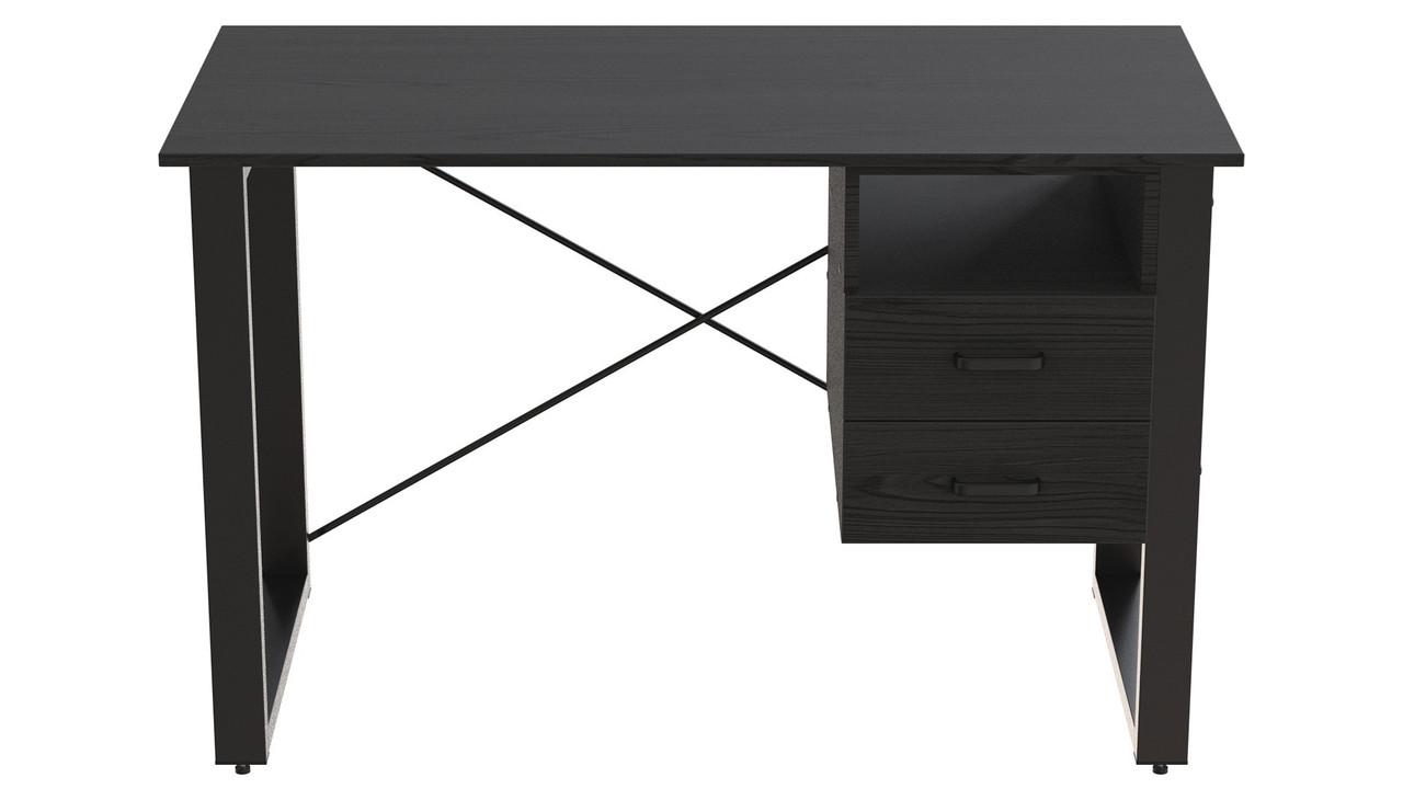 Письмовий стіл із ящиками Ferrum-decor Оскар метал/ДСП 16 мм 750x1200x700 мм Чорний/Сосна Кембра (FRD-103257)