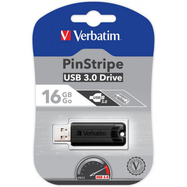 Флешка Verbatim PinStripe 16GB Black (49316) - фото 5