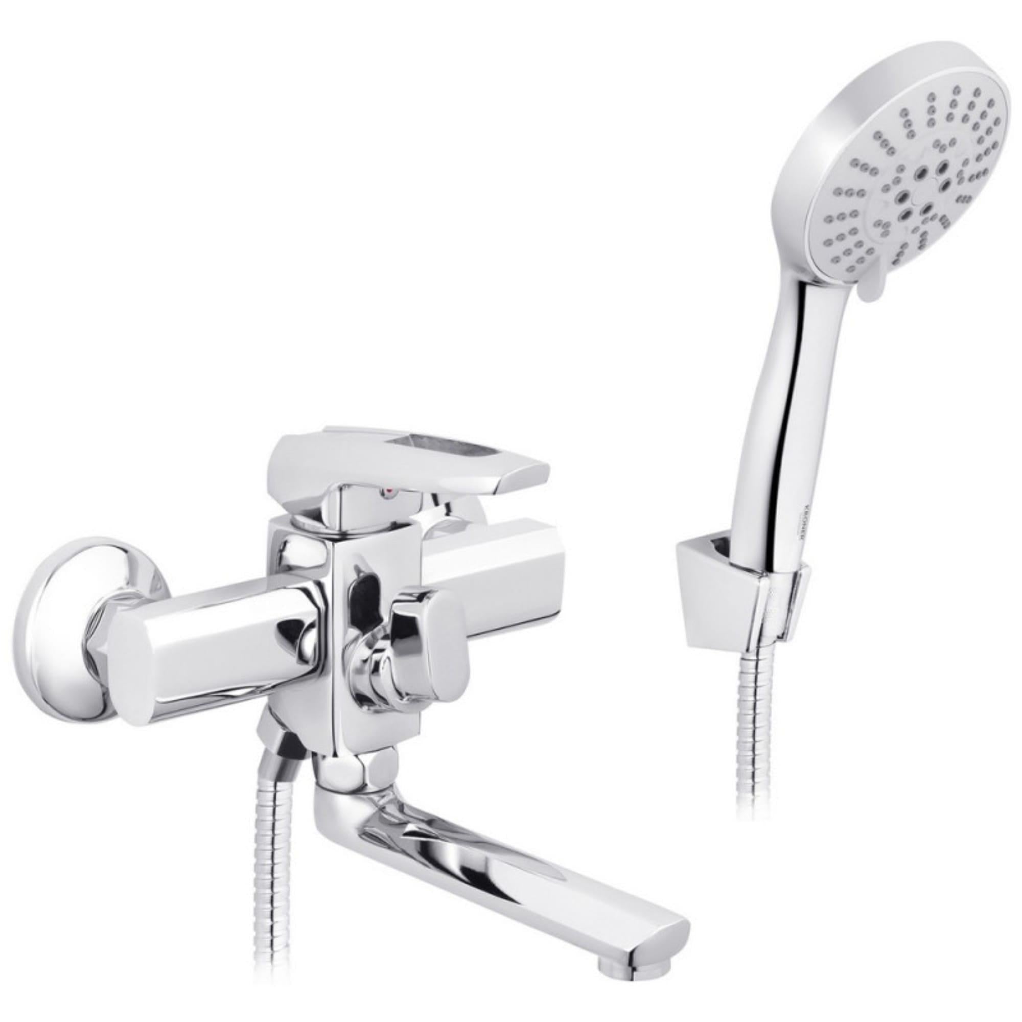 Смеситель для ванны Kroner KRM Kante C060 однорычажный с ручной лейкой Хром (CV023581)