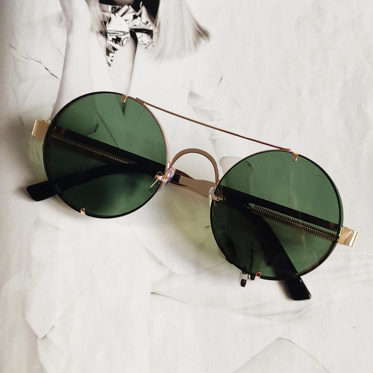 Очки круглые с пружинами Зеленый в золоте