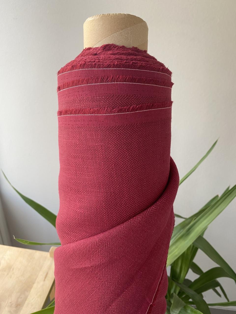 Ткань костюмная LINEN PLUS Елка 100% лен 150 см 1/1372 Бордовый Ткань костюмная LINEN PLUS Елка 100% лен 150 см 1/1372 Бордовый