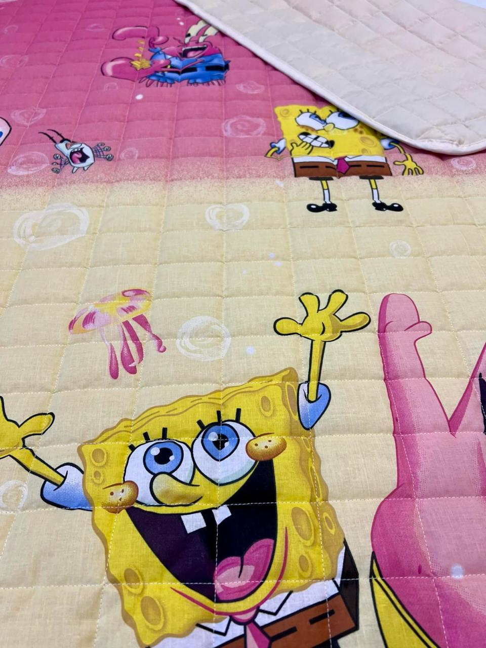 Ковдра дитяча з малюнком Губка Боб двостороння 150х210 см Жовтий - фото 3 Ковдра дитяча з малюнком Губка Боб двостороння 150х210 см Жовтий - фото 3