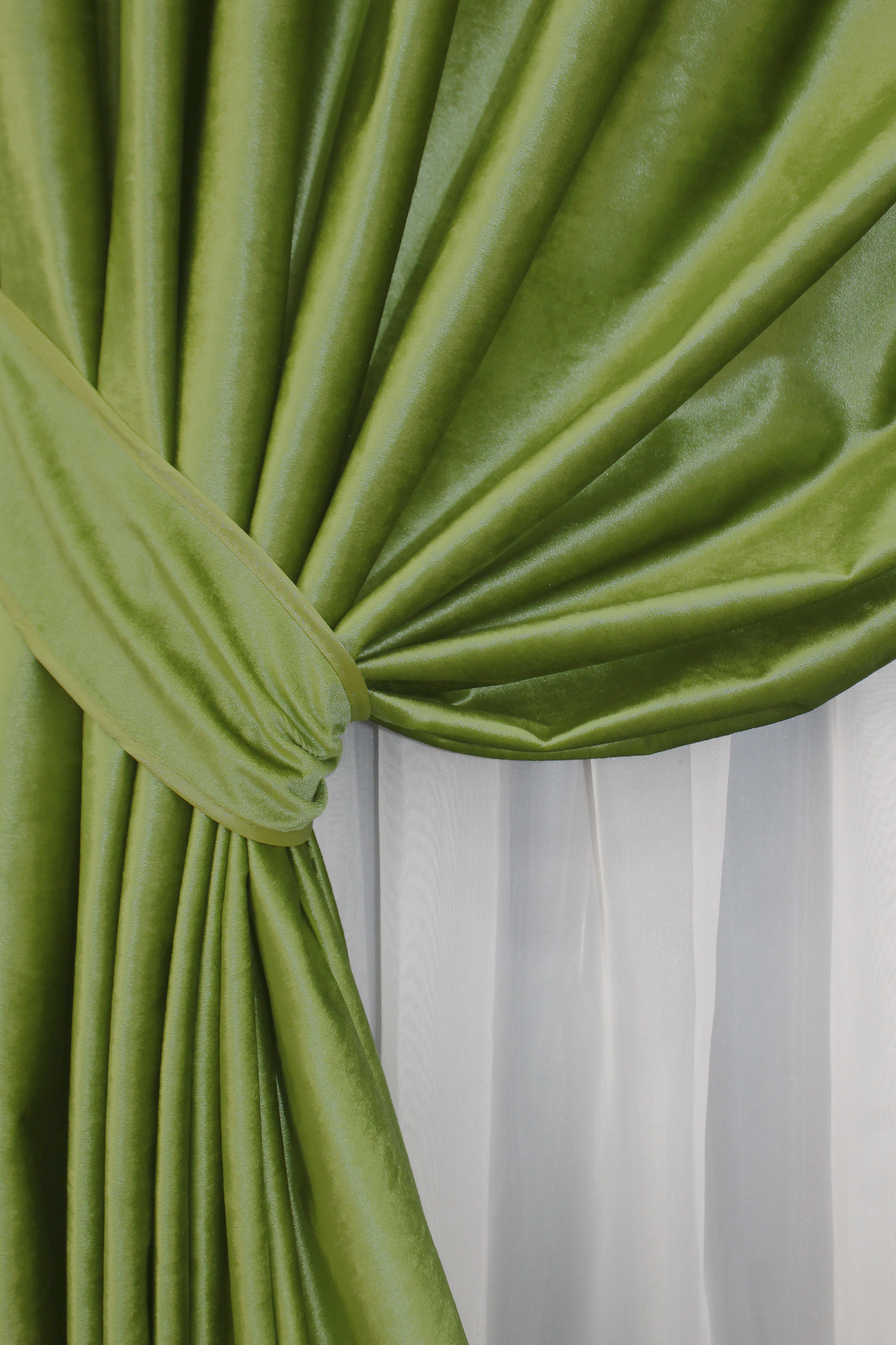 Комплект штор VR-Textil № 902ш оксамит 100х280 см 2 шт. Салатовий (31-806) - фото 4 Комплект штор VR-Textil № 902ш оксамит 100х280 см 2 шт. Салатовий (31-806) - фото 4