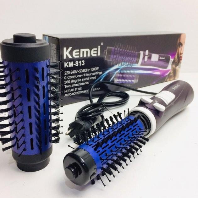 Фен-щетка для укладки волос с насадками Kemei KM-813 1000 Вт