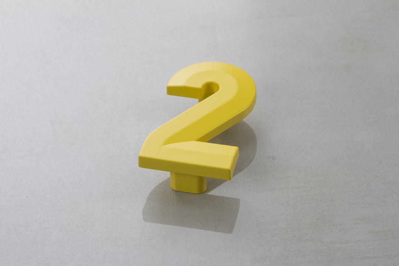 Мебельная ручка Poliplast цифра двойка РП-2 Желтый глянцевый (16378)