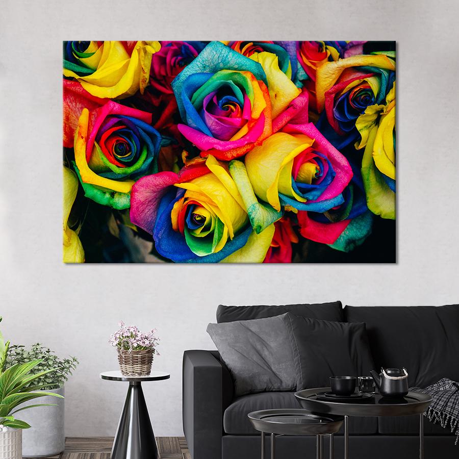 Картина цветы и растения Радужные цветы розы 51x34 см (A990-1)