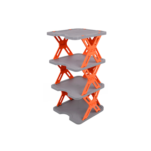 Полиця для взуття Stenson на 4 яруси 27х27х70 см Grey/Orange (R97240)