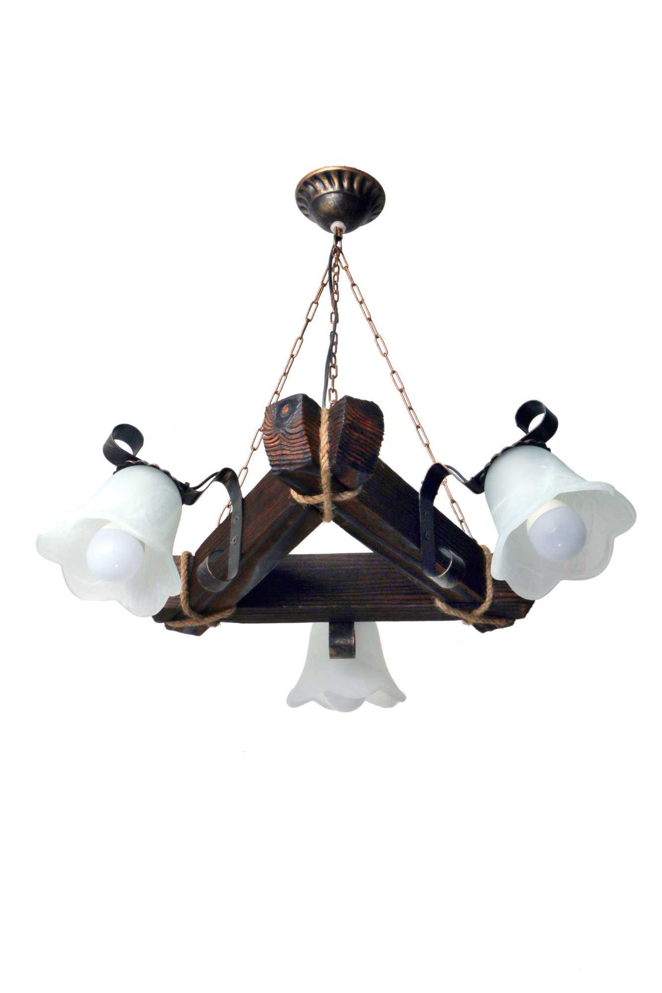 Люстра деревянная Sirius S7047/3 темное обжиг на 3 плафона (000011394)