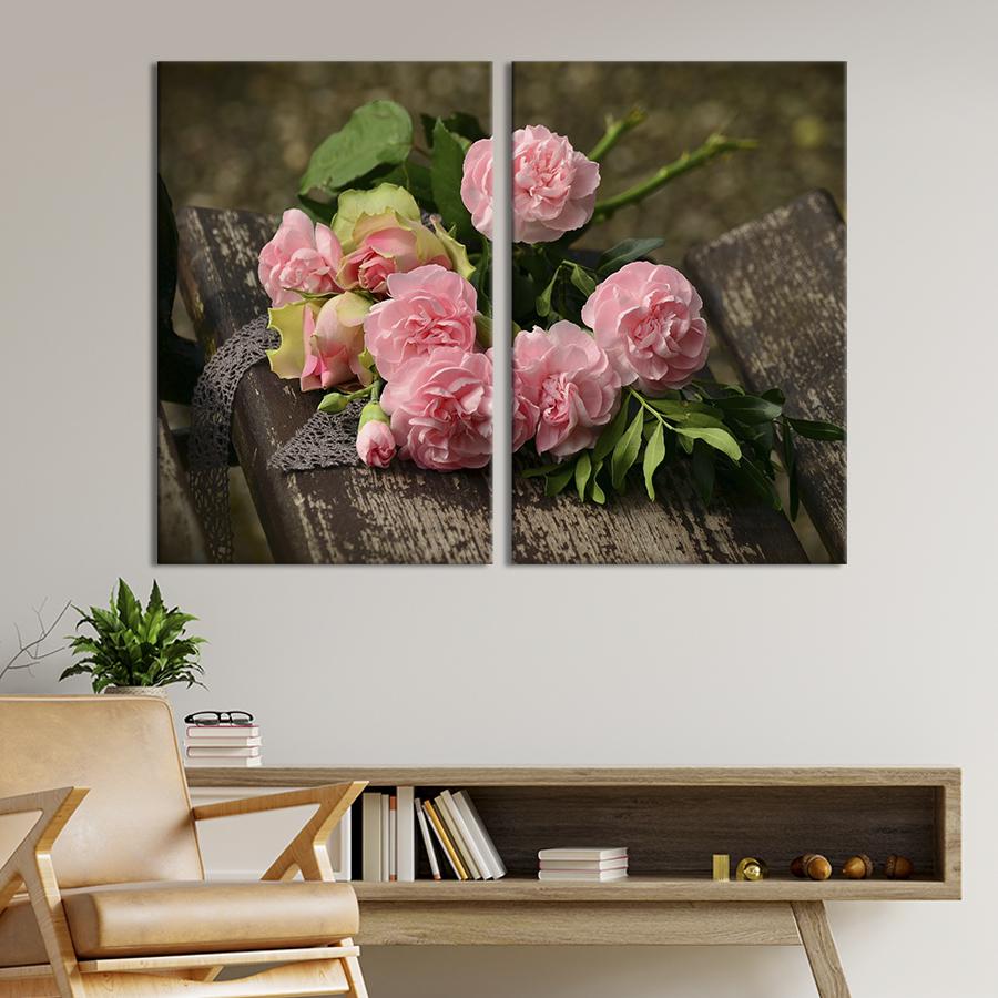 Картина на холсте Розы на скамейке 165x122 см (985-2)