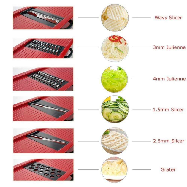 Овощерезка Mandoline Slicer 10в1 Красный (70842) - фото 8 Овощерезка Mandoline Slicer 10в1 Красный (70842) - фото 8