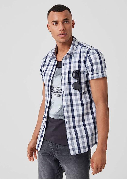 Рубашка Q.Silver 4S,995,22,4753х08 короткий рукав мужская S Белый/Черный (175252-S)