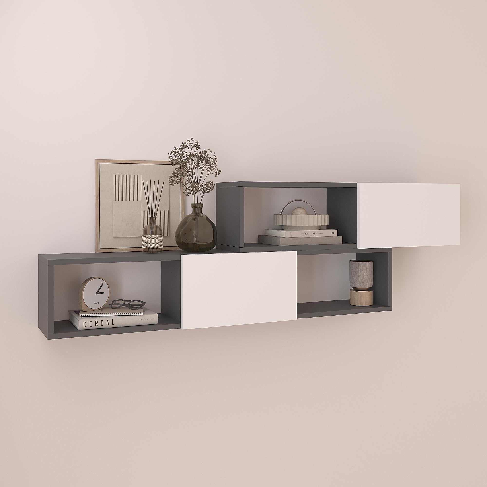 Полка навесная настенная ПК-9 460х1500х220 мм Антрацит/Белый