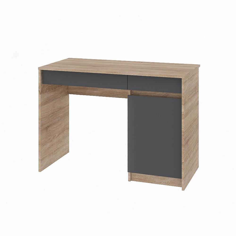Письмовий стіл Еверест Сіті-1100 з 2 шухлядами та закритою секцією 110,1х50,1х76,6 см Дуб Сонома/Графіт (DTM-071103)