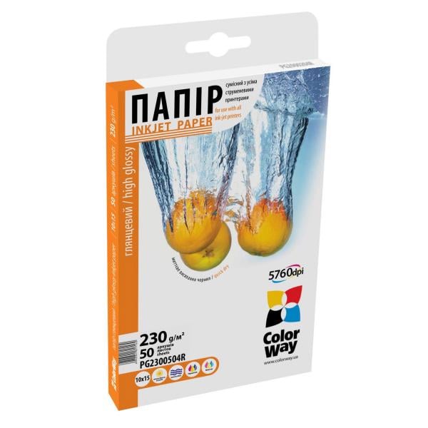 Фотопапір ColorWay High Glossy 10x15 см 230 г/м² 50 аркушів (PG2300504R)