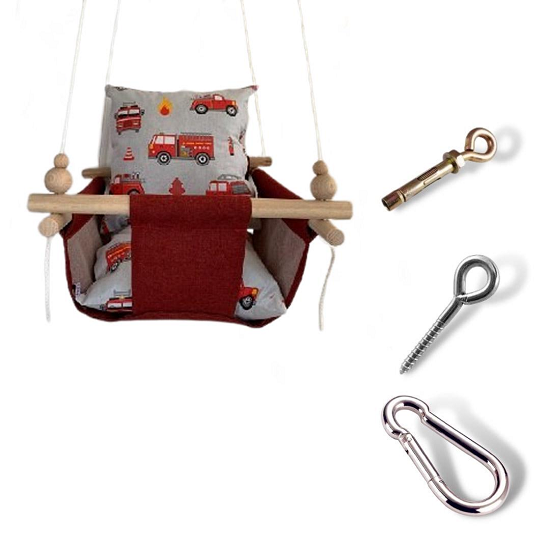 Дитяча гойдалка Infancy Пожежні машинки Бордовий (9676368)