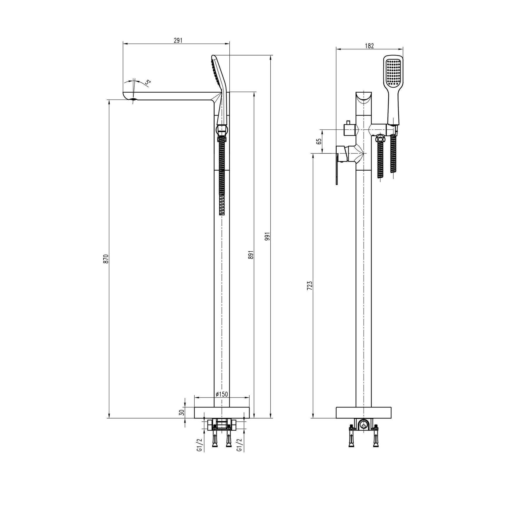 Змішувач для ванни TOPAZ BARTS TB 07113-H36 - фото 4